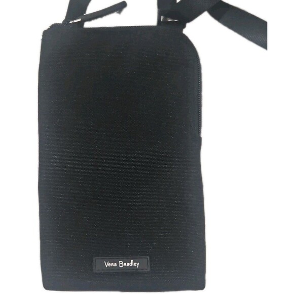 Vera Bradley Crossbody Phone Purse Black Floral Pattern Inside RN 156007 VB120 - Picture 3 of 7